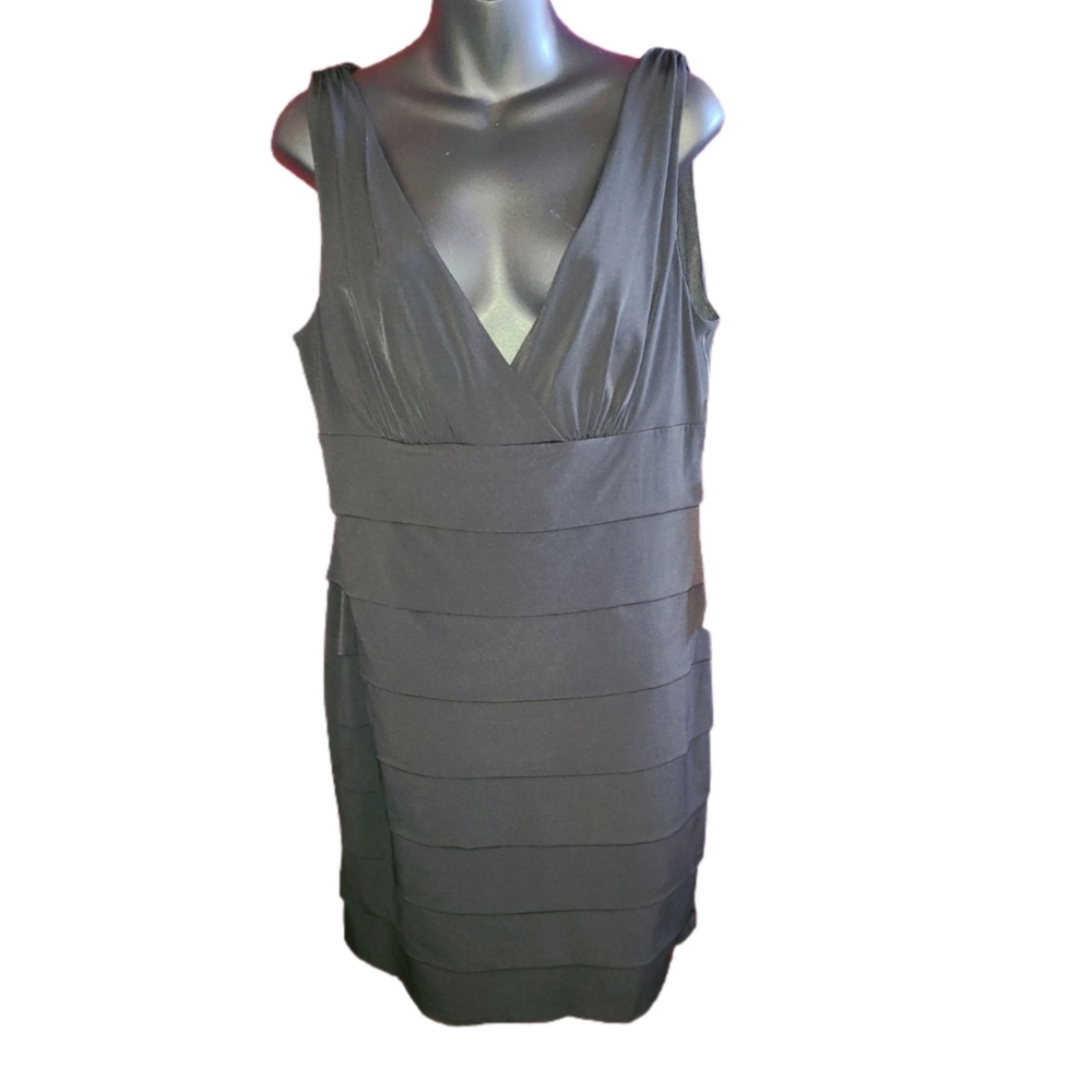 CONNECTED APPAREL BLACK LAYERED DESIGNER DRESS NWT - Picture 2 of 5